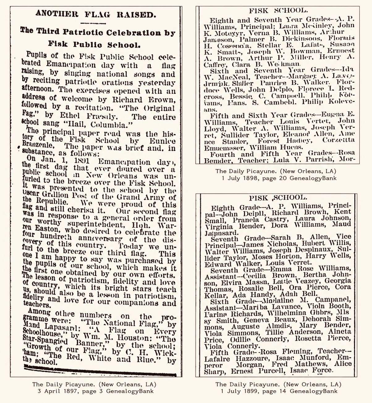 Newspaper clippings about Fisk Public School naming Richard Brown.