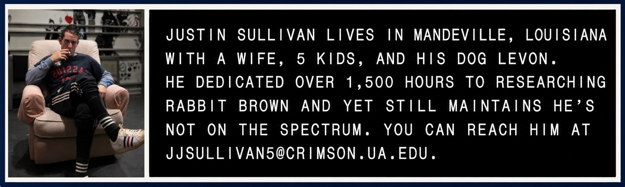 About the Author card for Justin Sullivan