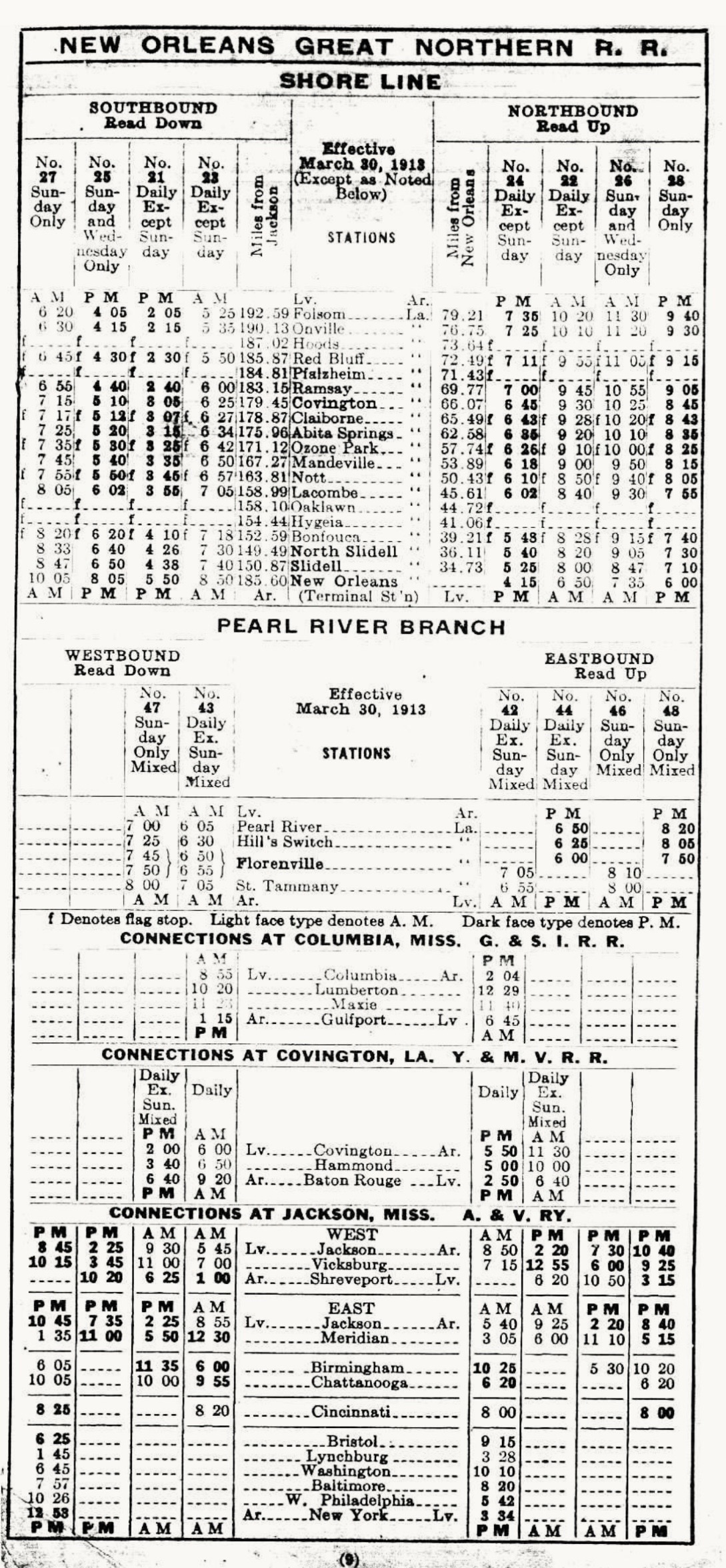 New Orleans Great Northern Railroad schedule