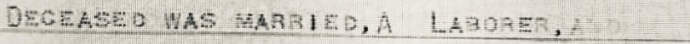 Cropped death certificate line reading deceased was married, a laborer